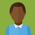 Illustration of a person with dark brown skin and short curly hair, facing forward with a neutral expression. They are wearing a blue shirt with a white collar. The background is a solid light green color, giving it the clean and modern look often preferred by digital marketing agencies.